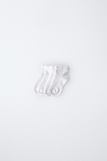 FOUR-PACK OF PLAIN ANKLE SOCKS - White by Zara