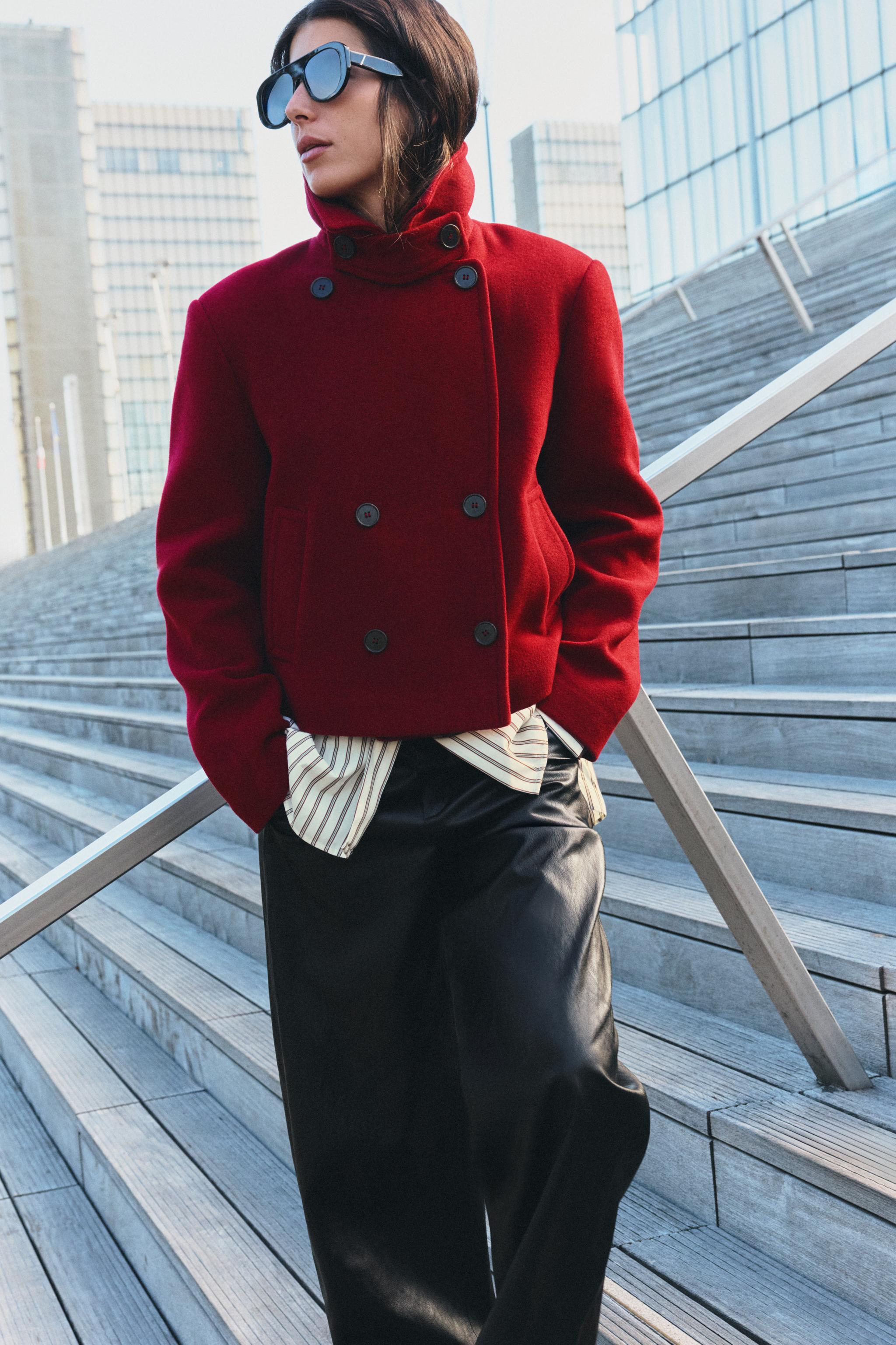 DOUBLE-BREASTED STAND-UP COLLAR JACKET