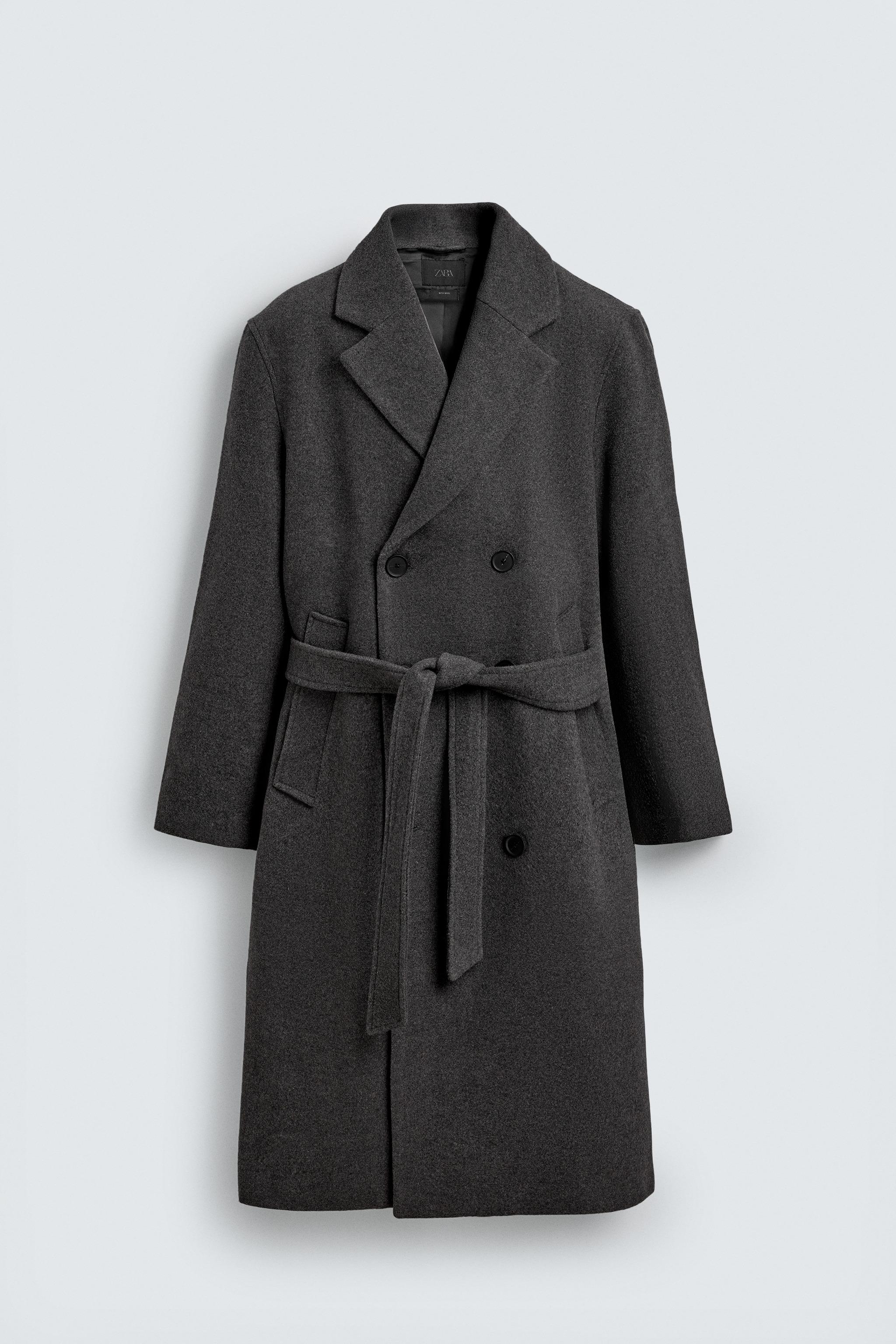 MANTEAU CROISÉ AVEC LAINE ET CEINTURE