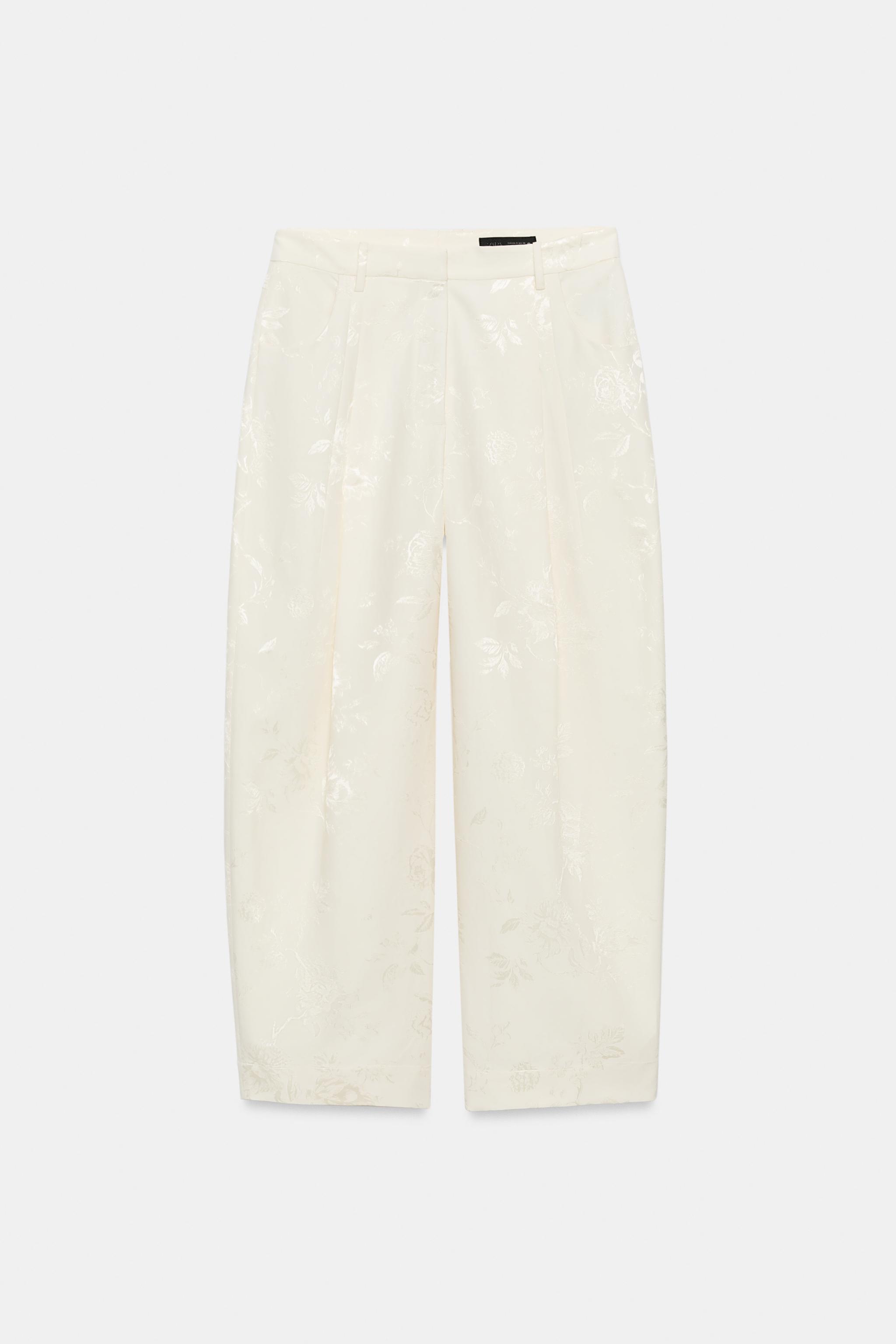 Женские брюки Zara ZW COLLECTION JACQUARD BARREL PANTS — фото 7