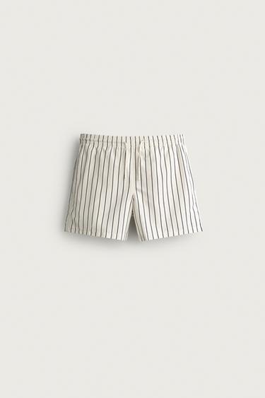 STRIPED MID-LENGTH SWIMMING TRUNKS - Ecru by Zara