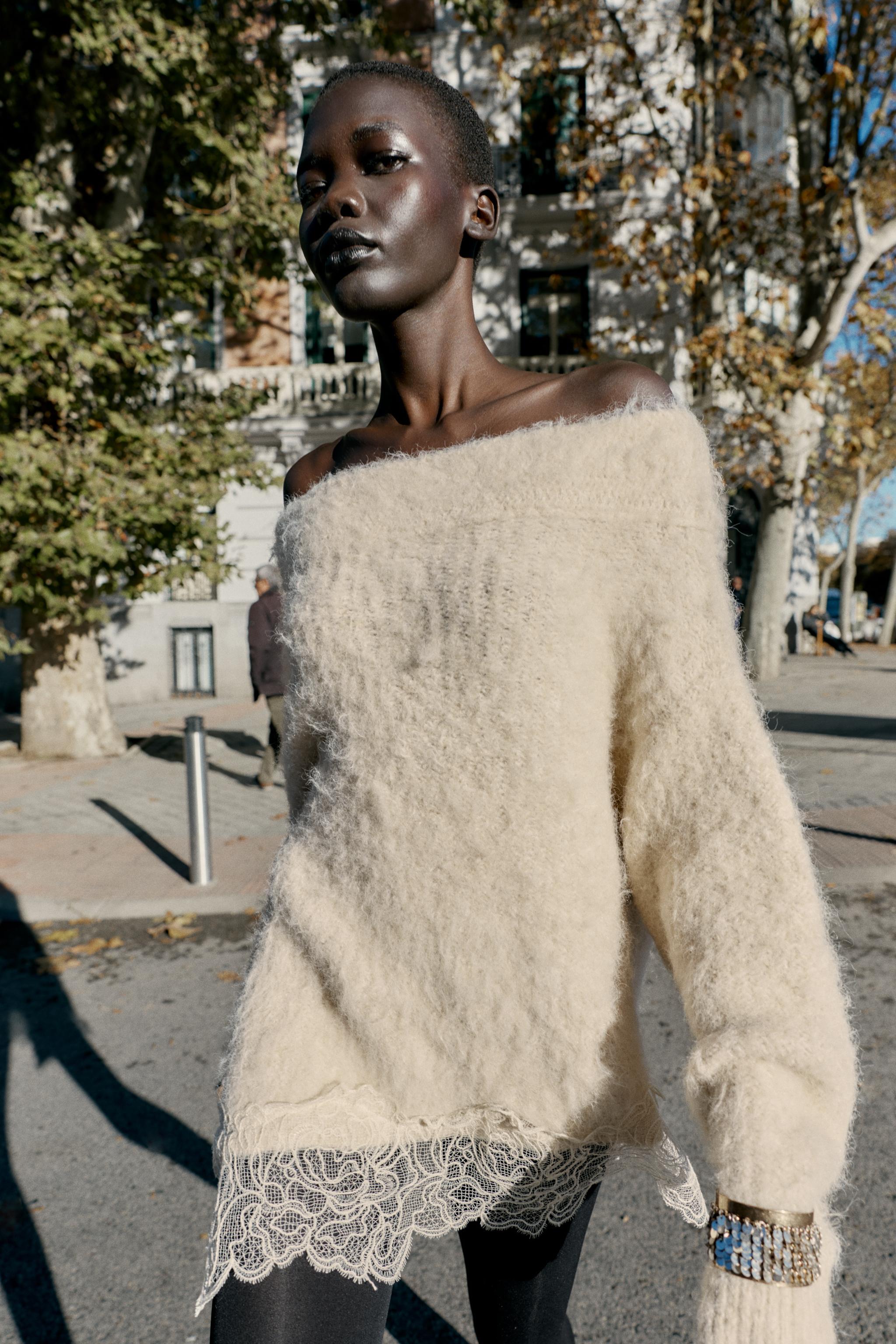 Zara COMBINATION LACE KNIT JUMPER | Place Rosemère