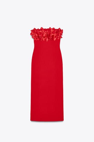 FLORAL KNIT MIDI DRESS - Red by Zara - Image 6