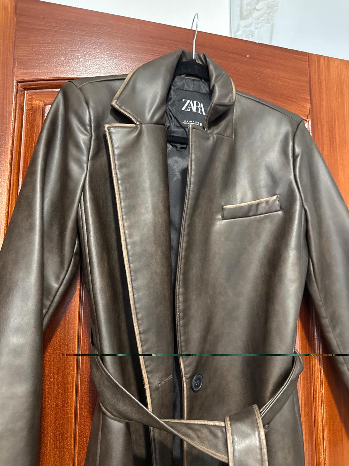 DISTRESSED FAUX LEATHER COAT - Image 2