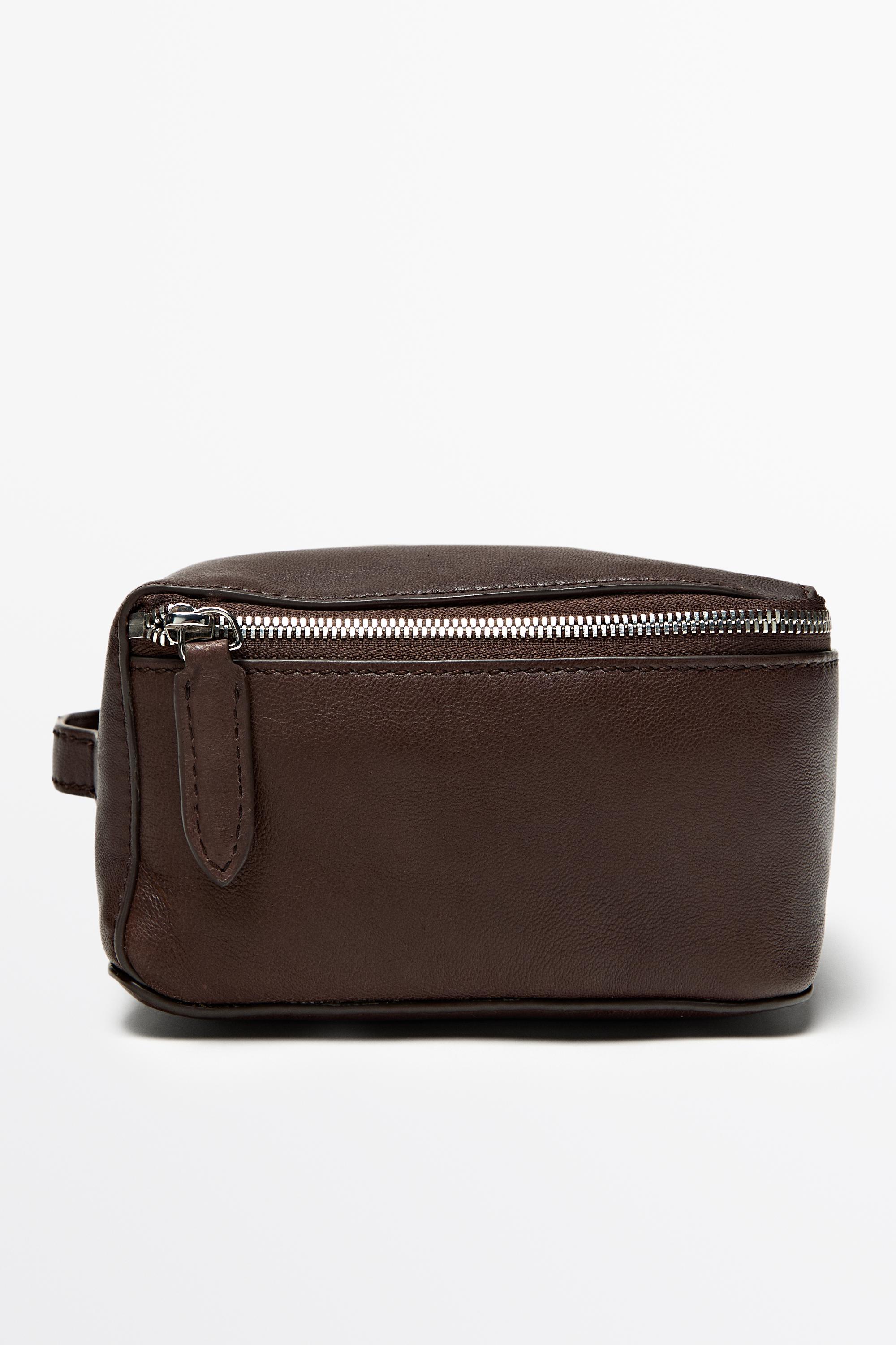 Rectangular nappa leather toiletry bag