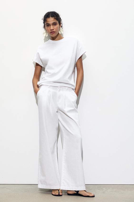 T-SHIRT À MANCHES TOMBANTES - Blanc de Zara - Image 0