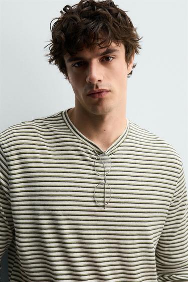TEE-SHIRT REGULAR FIT RAYURES EN LIN - Rayures de Zara - Image 5