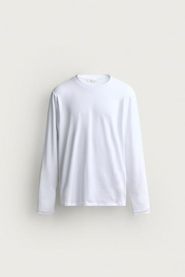 BASIC LONG SLEEVE SLIM FIT T-SHIRT - White by Zara