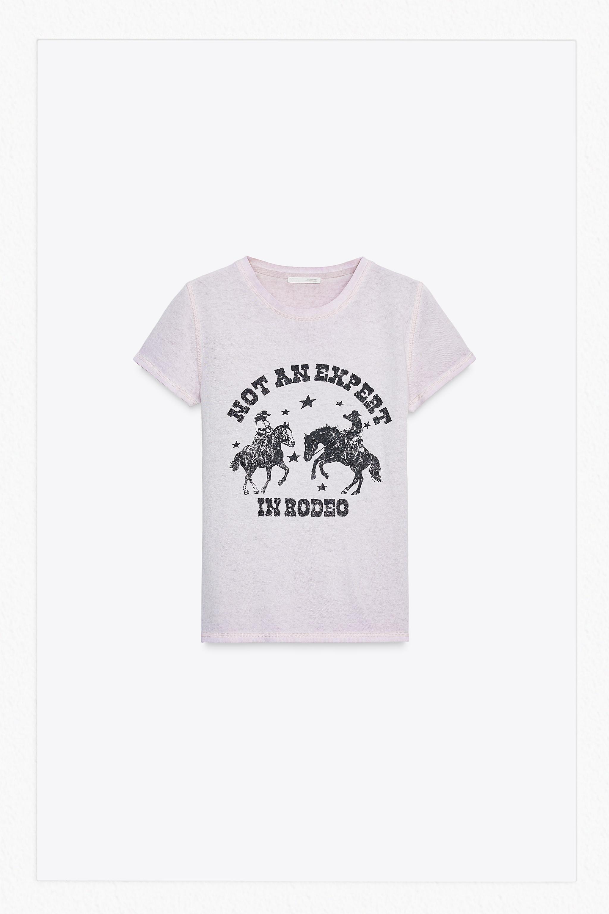 スペイン発送 ZARA プリントテキストTシャツ カジュアル ピンク 00085802620-e1.jpg?ts=