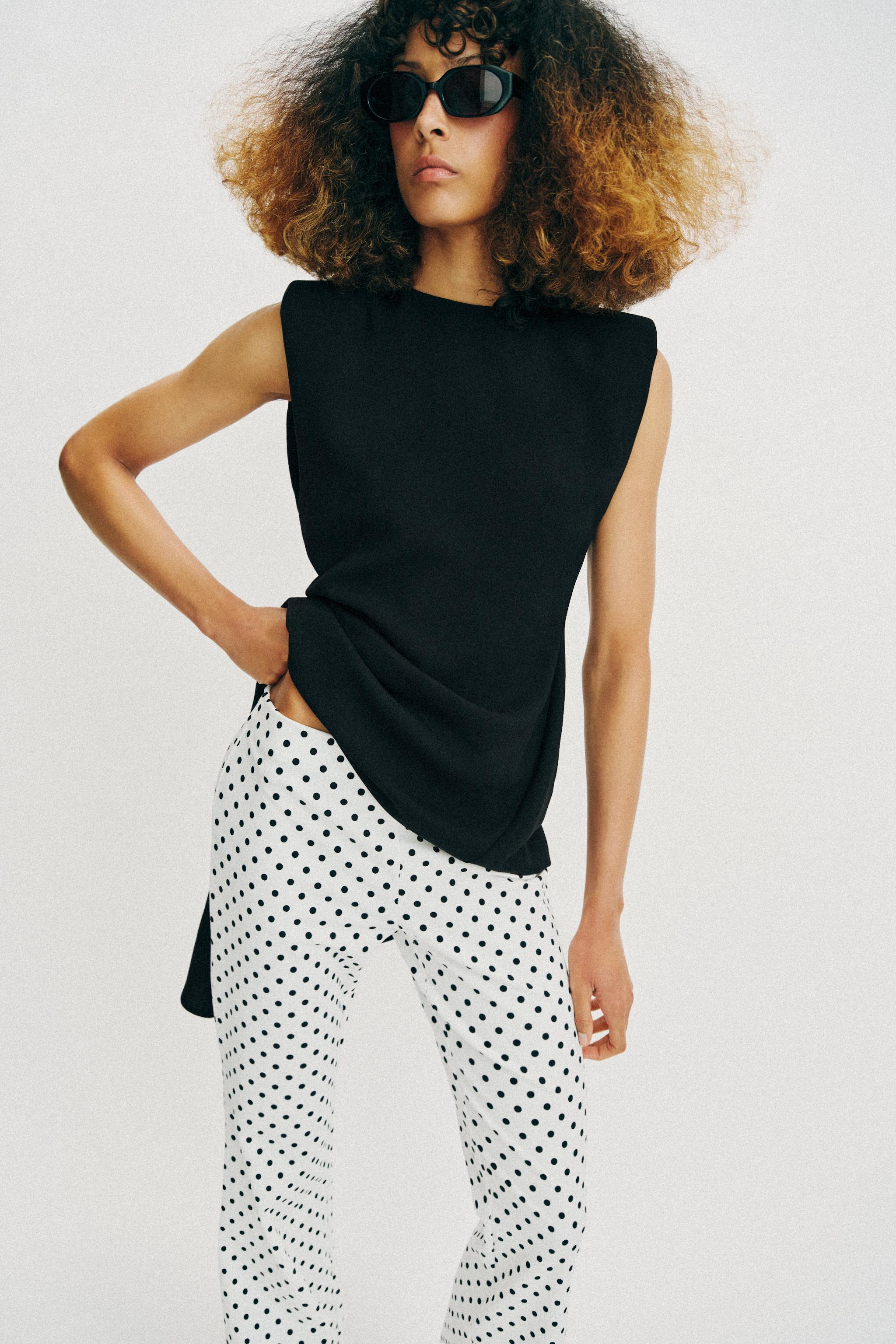 FLARE STRETCH POLKA DOT PANTS - thumbnail 10