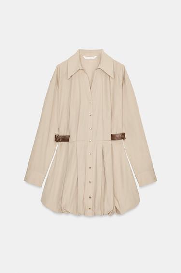 ROBE COURTE BALLON - Beige de Zara