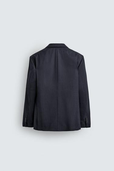 100% WOOL TEXTURED SUIT BLAZER - Navy blue by Zara - Image 8