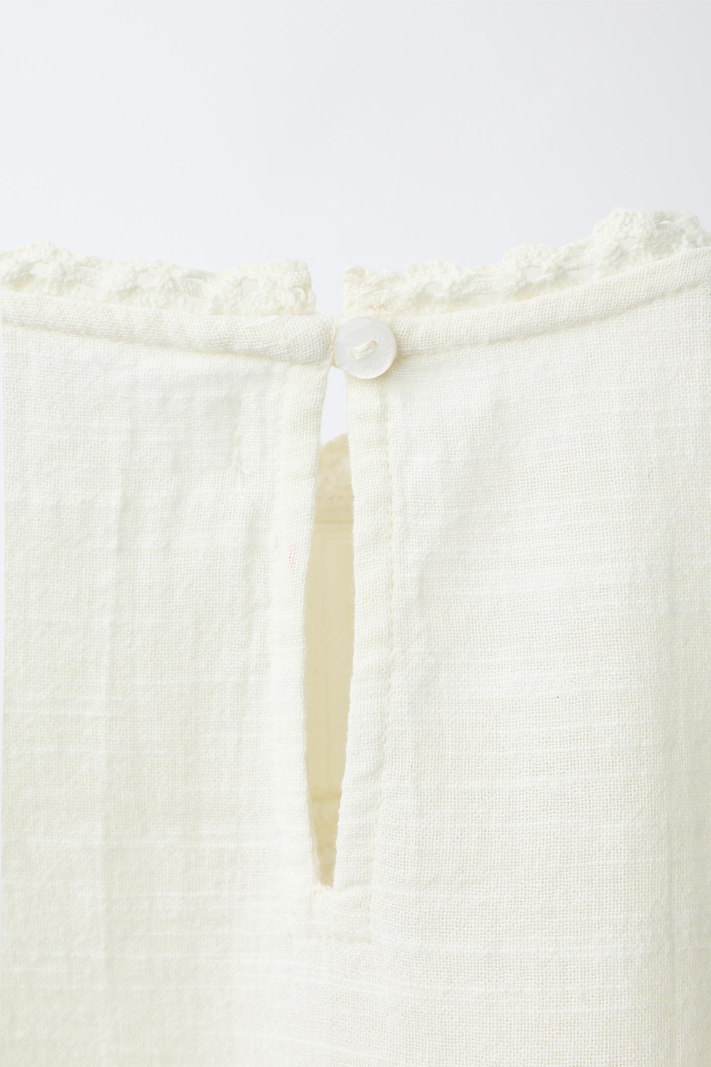 Детская блузка Zara Lace Trim Romantic, цвет: Экрю — фото 4