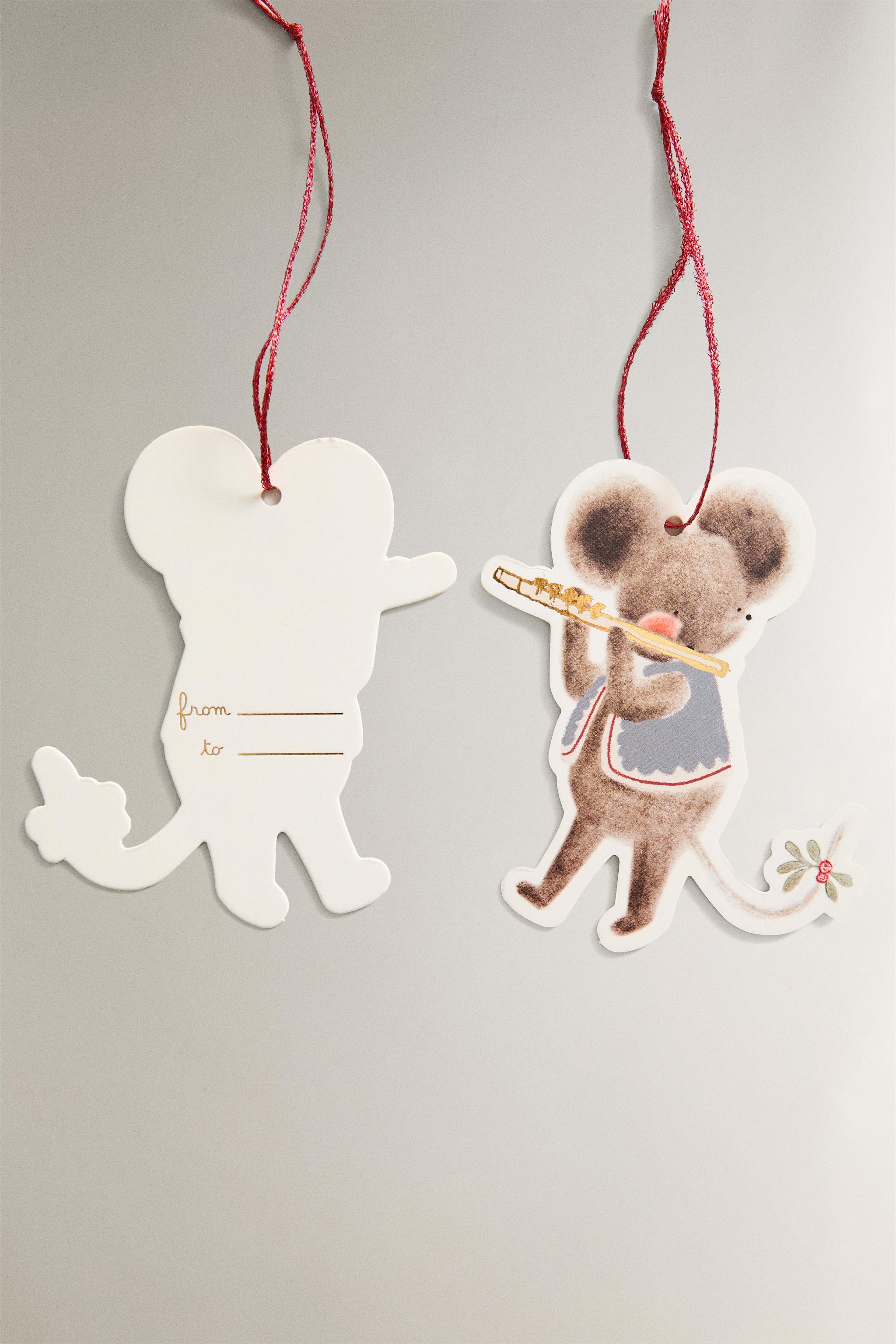 LOT ÉTIQUETTES CADEAUX SOURIS NOËL (LOT DE 12)