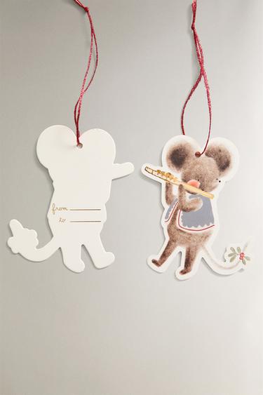 PACK OF CHRISTMAS MOUSE GIFT TAGS (PACK OF 12) - Multicoloured by Zara - Image 1