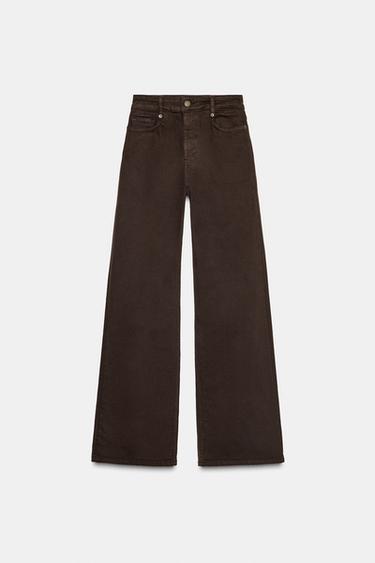ZW COLLECTION HIGH-WAIST WIDE-LEG JEANS - Brown by Zara