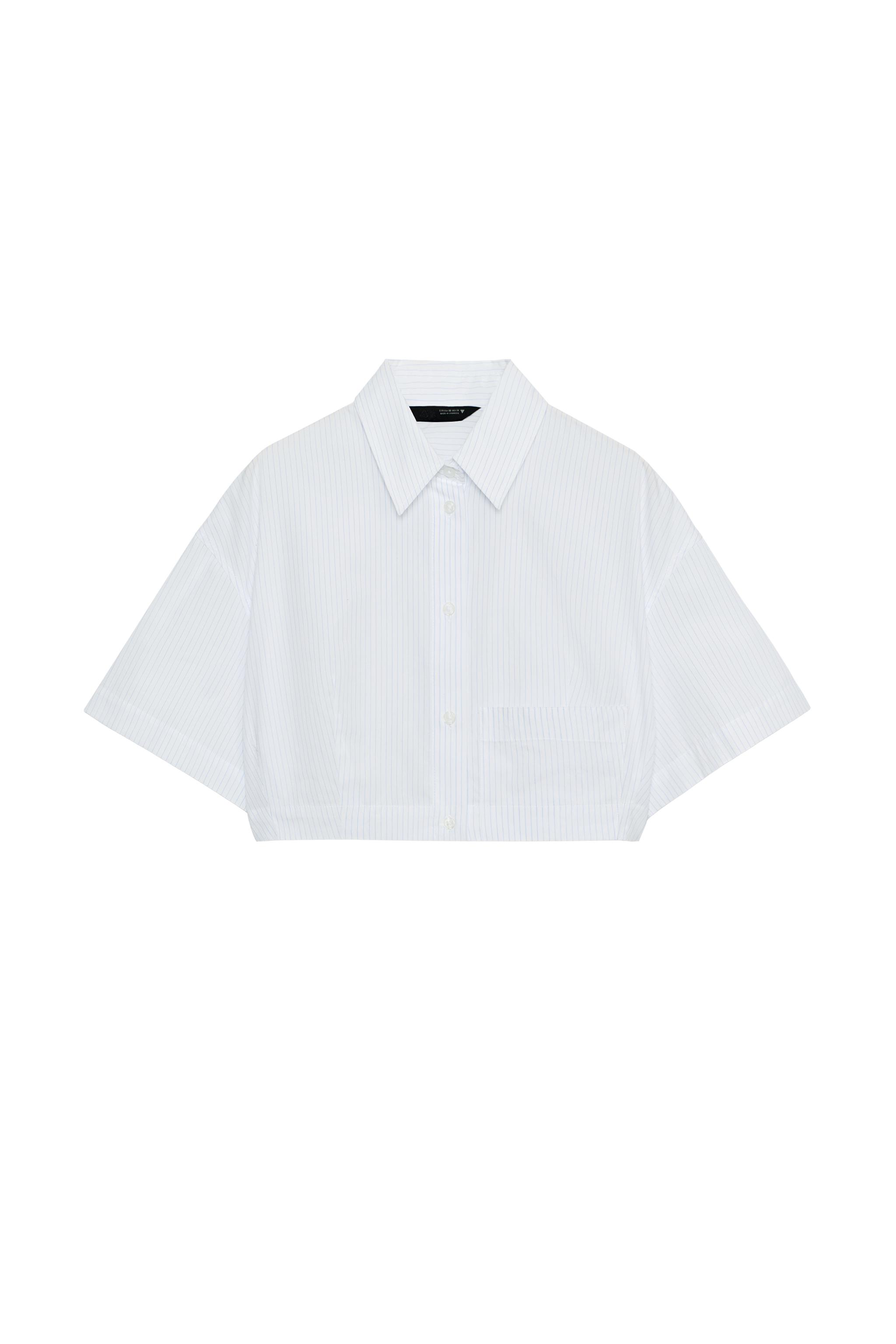 CHEMISE COURTE EN POPELINE À RAYURES