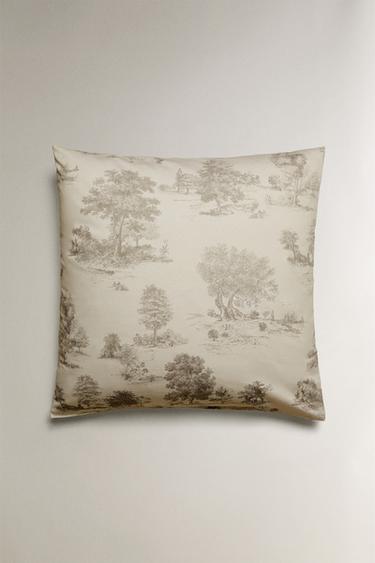 TAIE D’OREILLER SATIN TOILE DE JOUY - Gris clair de Zara - Image 1