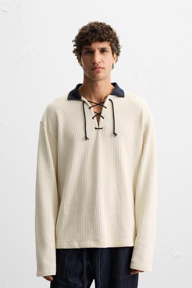 SUDADERA ESTRUCTURA CORDÓN - Crudo de Zara