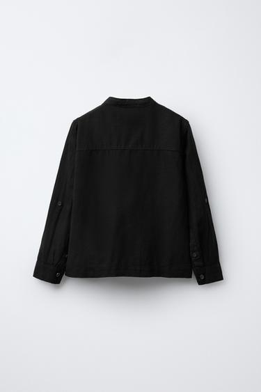 CHEMISE 100 % LIN MANCHES AJUSTABLES - Noir de Zara - Image 2