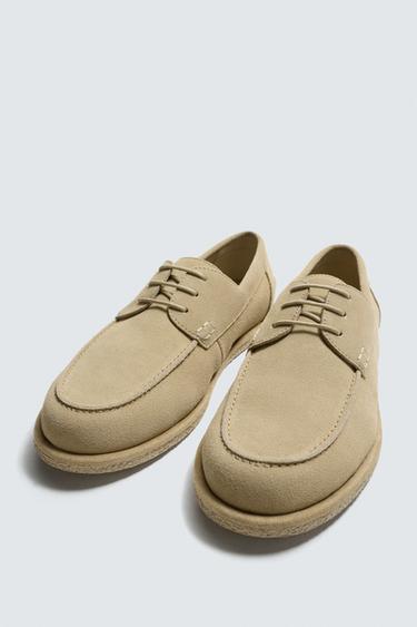 CHAUSSURES BATEAU EN CUIR CASUAL - Blanc écru de Zara - Image 4