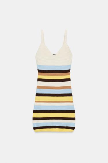 ROBE COURTE EN MAILLE À RAYURES - Multicolore de Zara - Image 5
