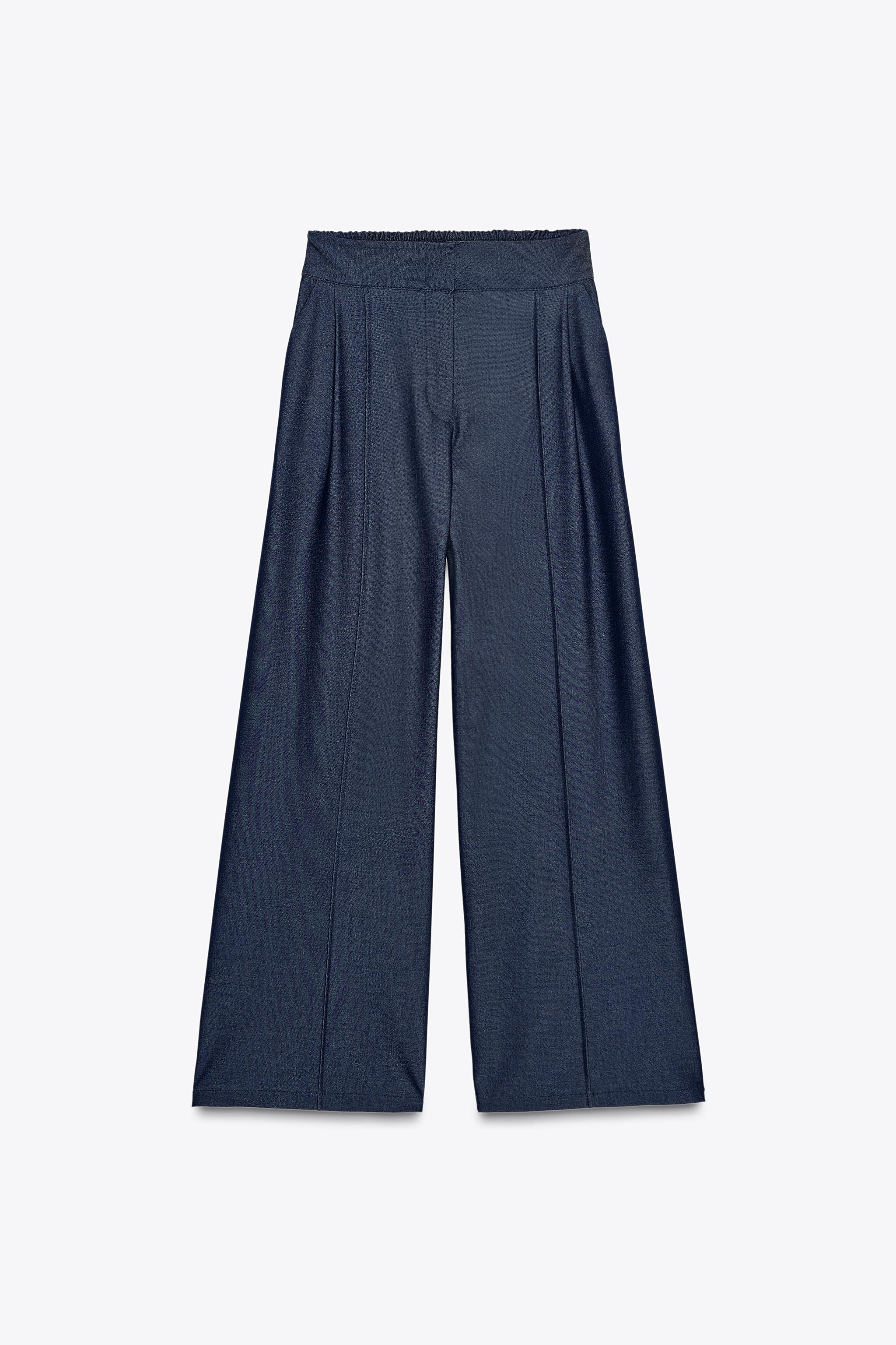【ZARA】ダーツ入りワイドパンツ ブルー | 7941/995/400 ダーツ入りワイドパンツ - ブルー | ZARA Japan / 日本