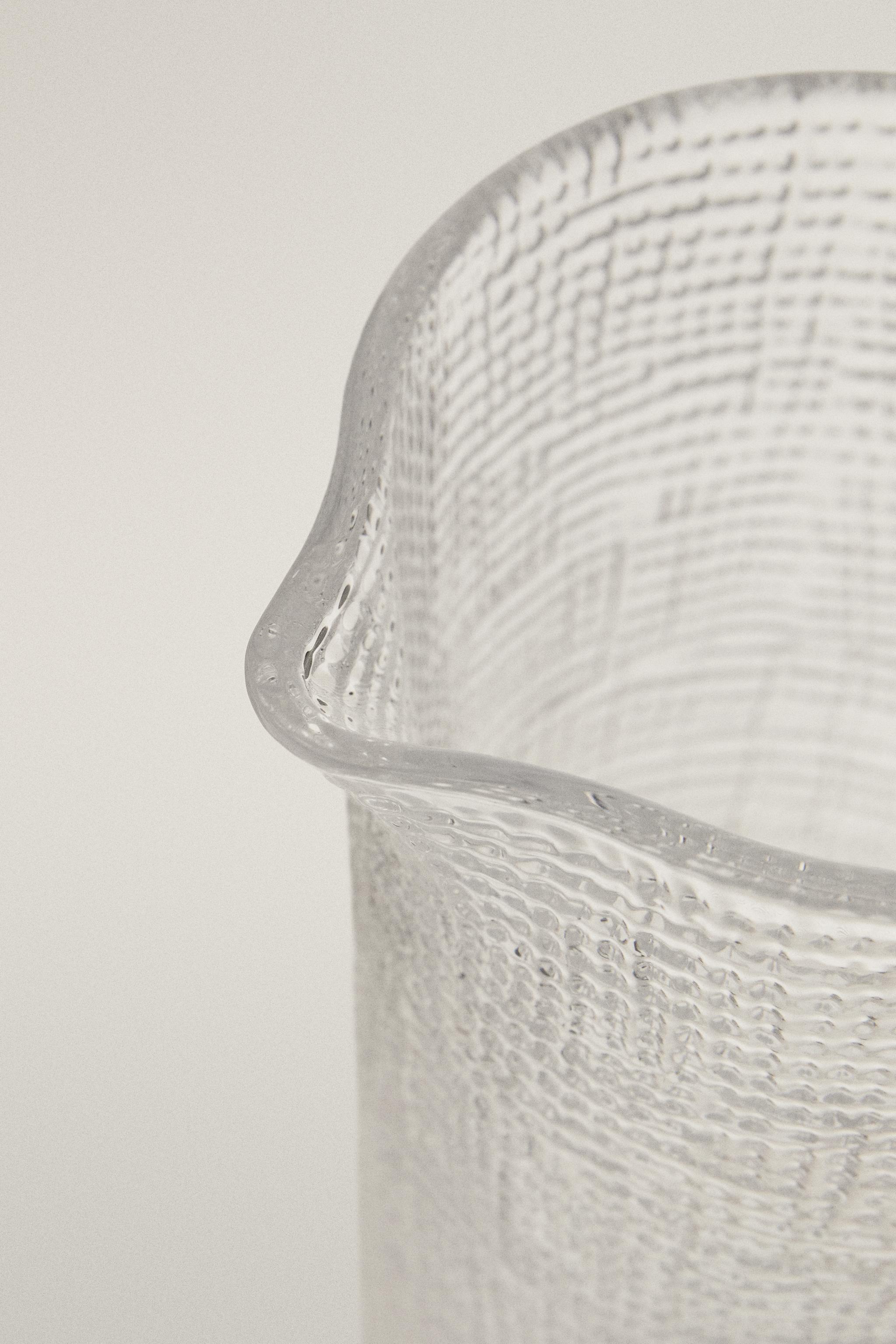 RAISED DESIGN GLASS PITCHER — Transparent