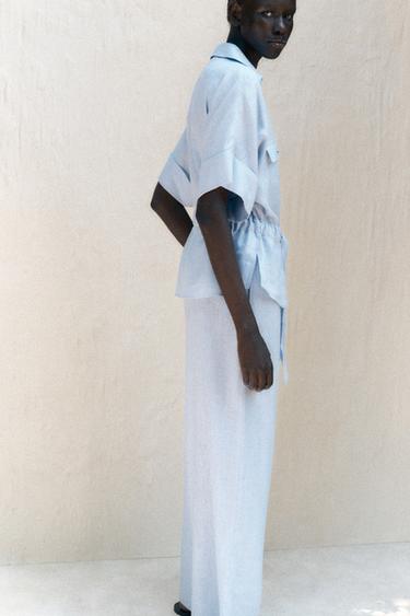 CHEMISE SAFARI AVEC LIN - Bleu clair de Zara - Image 2
