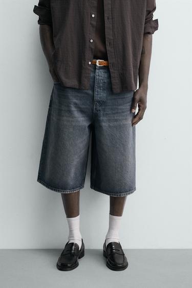 BAGGY FIT DENIM BERMUDA SHORTS - Blue by Zara