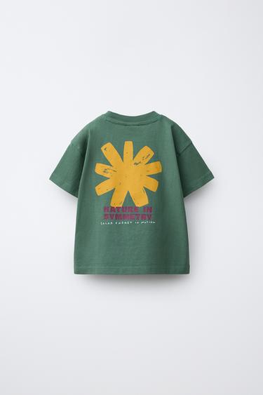 T-SHIRT GARMENT DYE ESTAMPADA - Verde da Zara