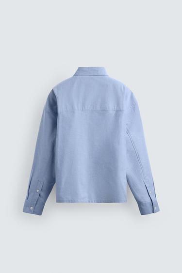 BOXY FIT OXFORD SHIRT - Sky blue by Zara - Image 7