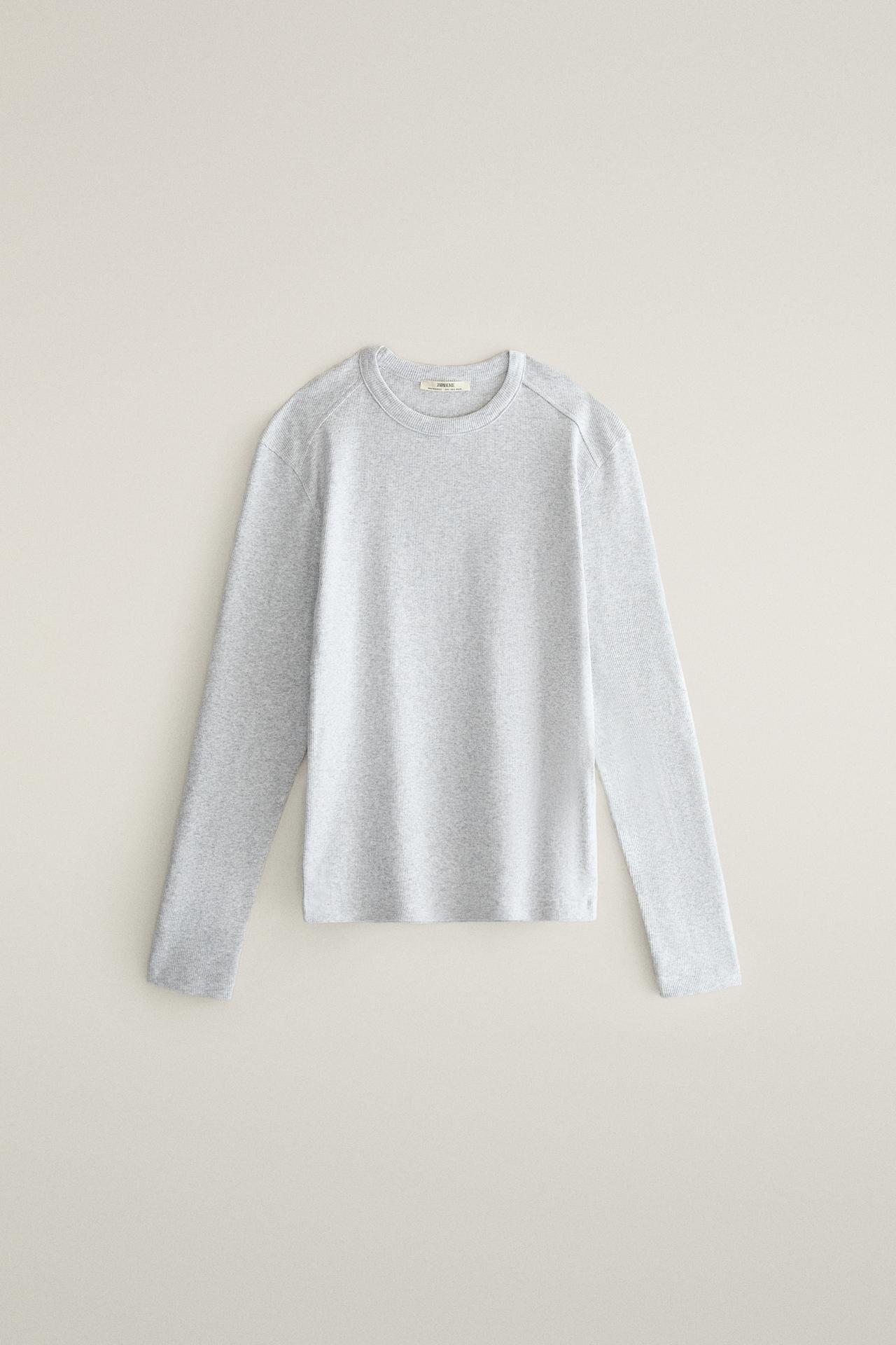 RIBBED COTTON LONG SLEEVE T-SHIRT