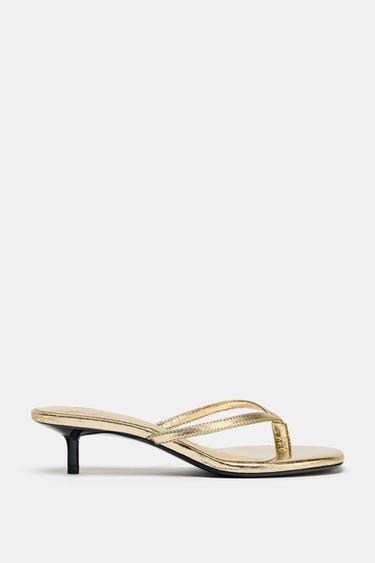 METALLIC KITTEN SANDALS - Gold by Zara - Image 0