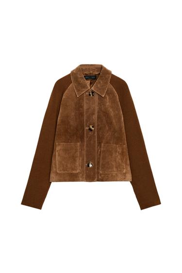 COMBINED 100% LEATHER KNIT JACKET