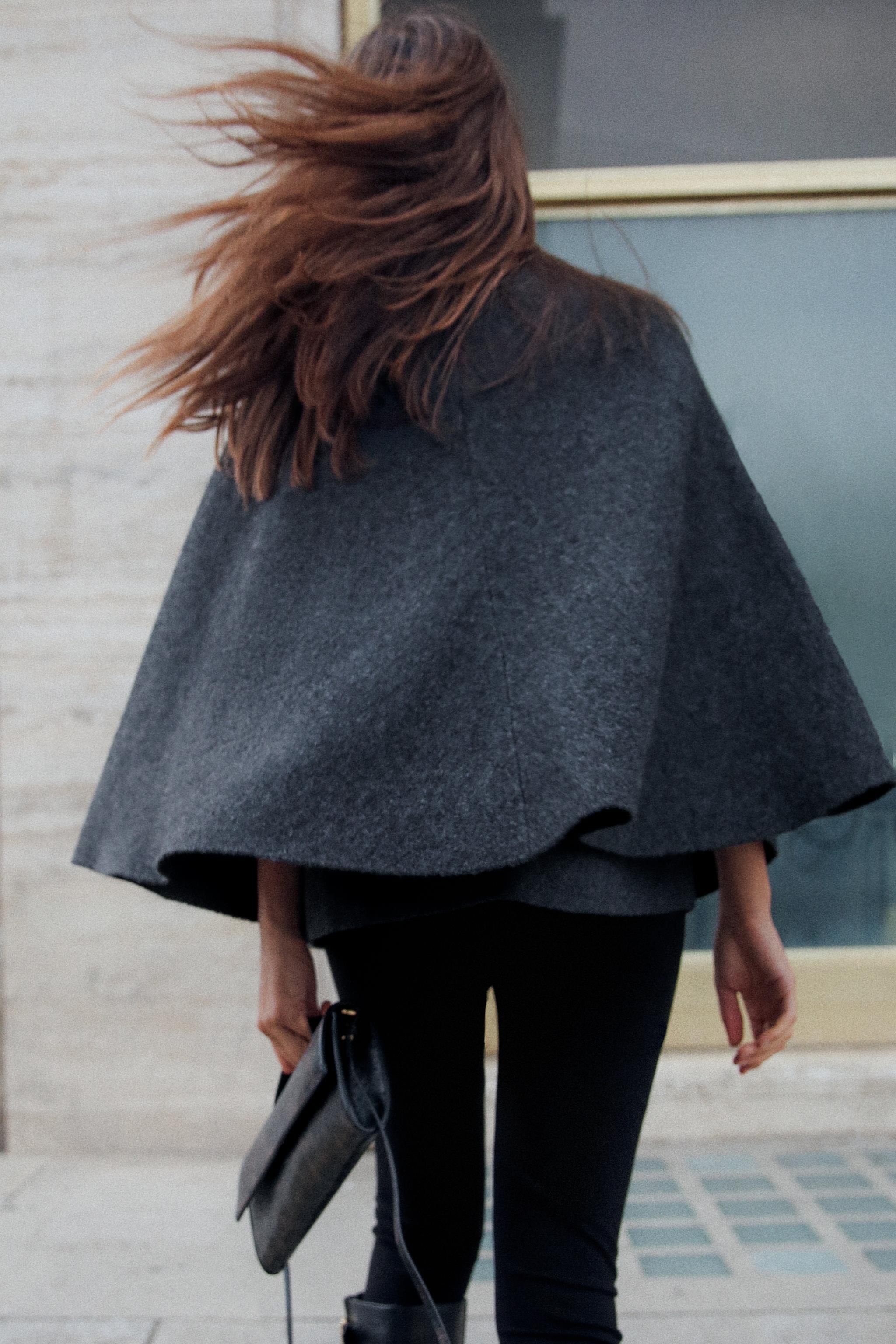 Zara wool wolle poncho Cape grün outlet ethno oversized Kleid