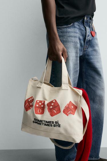 FABRIC TOTE BAG - Ecru White by Zara - Image 0