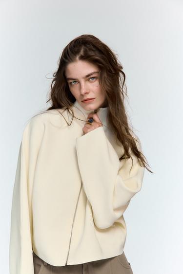 Zara ZIPPER CARDIGAN - Ecru