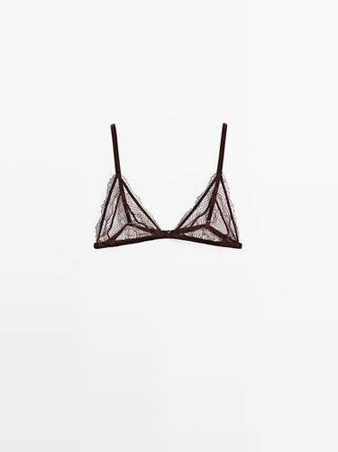 Zara Lace triangle bralette - Brown