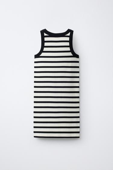 ROBE CÔTELÉE À RAYURES - Noir / Écru de Zara - Image 1