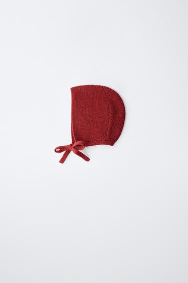 PLAIN KNIT BONNET - Reddish by Zara