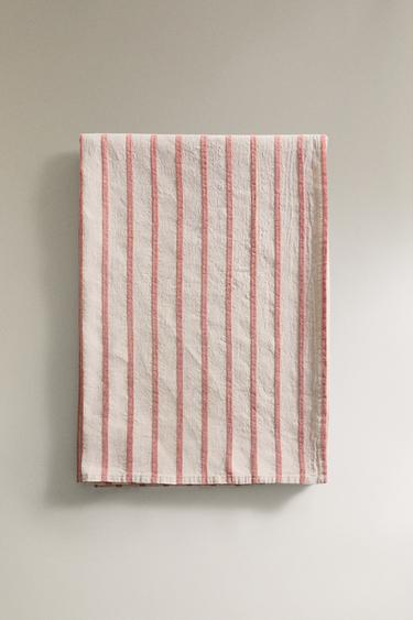 SERVIETTE DE BAIN PARÉO PLAGE COTON LIN RAYURES - Corail de Zara - Image 2