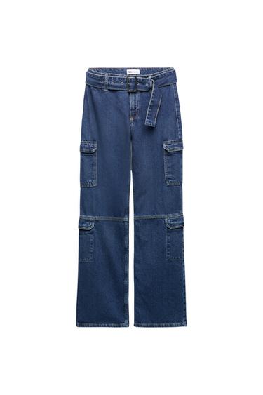 BELTED CARGO JEANS