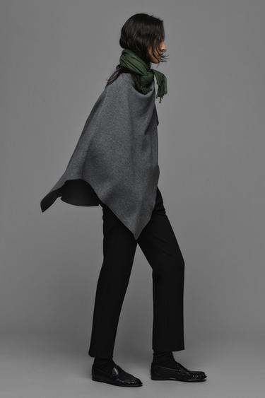 PLAIN KNIT CAPE — Gray 1