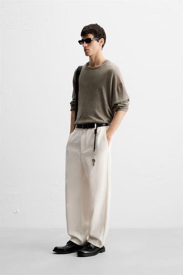 PANTALON REGULAR FIT STRUCTURÉ - Écru de Zara - Image 3