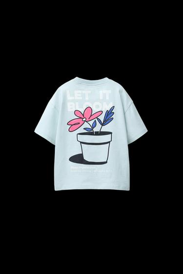 T-SHIRT MIT BLUMENPRINT - Hellblau von Zara