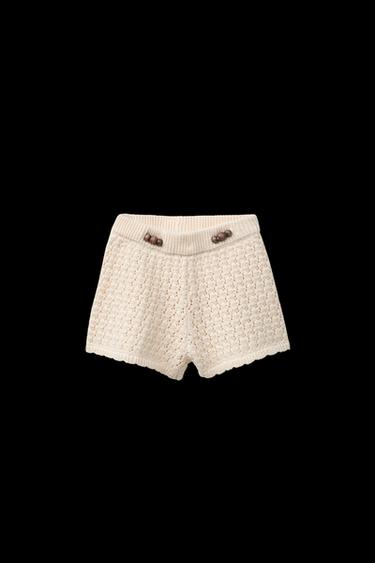 BERMUDA-SHORTS AUS STRICK MIT SCHMUCKPERLEN - Cremefarben von Zara - Bild 0