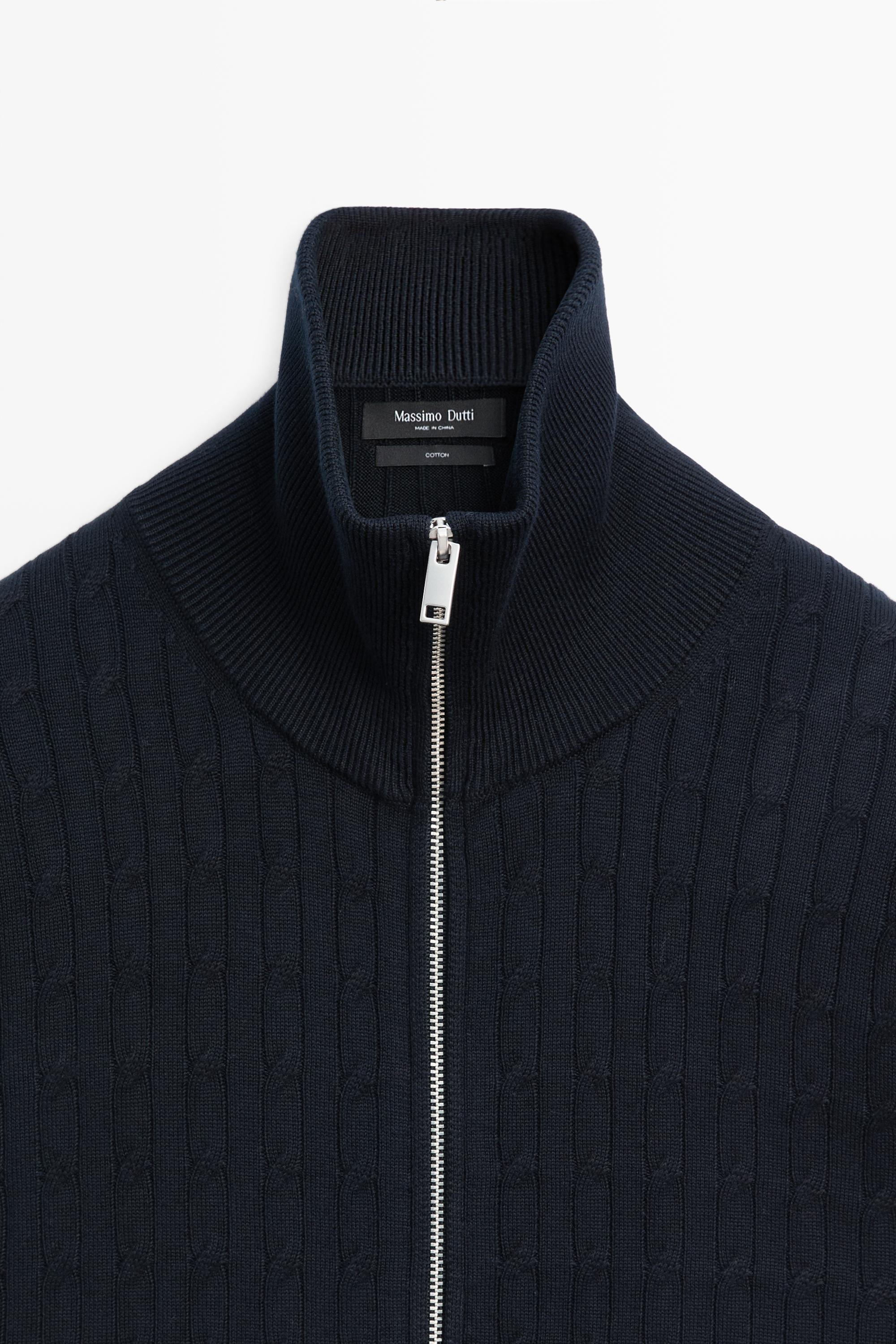 100% cotton braided knit cardigan