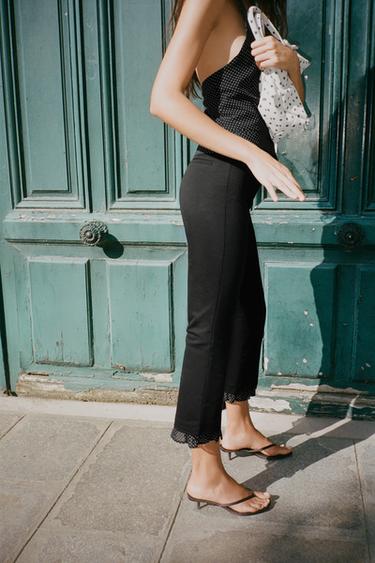 RUFFLED MINI FLARE TROUSERS - Black by Zara