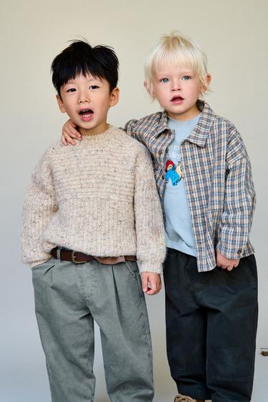 PULL EN TRICOT AVEC LAINE - Beige chiné de Zara